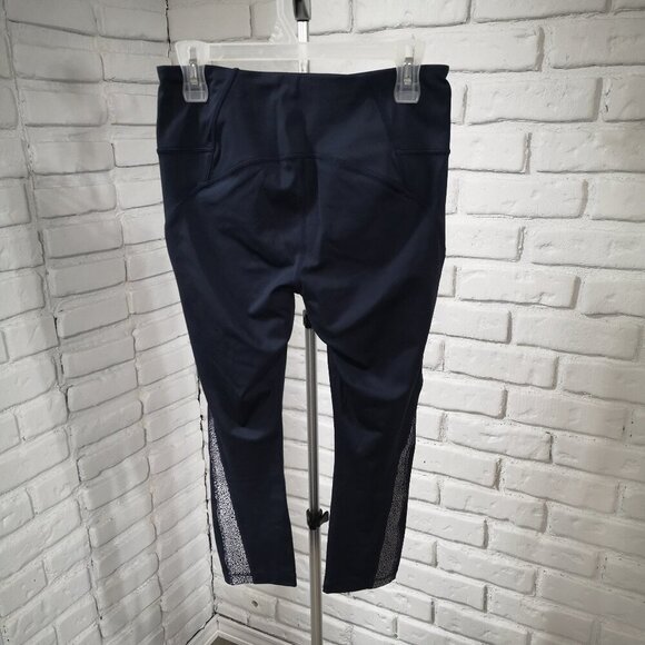 2 / $30.00 - Kirkland Ladies Size Medium Navy w/ Silver Insert Capri Leggings - Picture 2 of 9